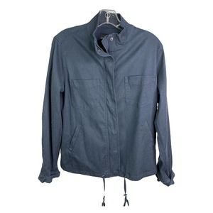Liver Pool Women's Jacket Coat‎ Long Sleeve Blue Zip Snap Moto Army Boho S NWT